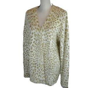 Peyton Primrose Soft Fuzzy Open Knit Cardigan, Size XL‎ Leopard Pattern
